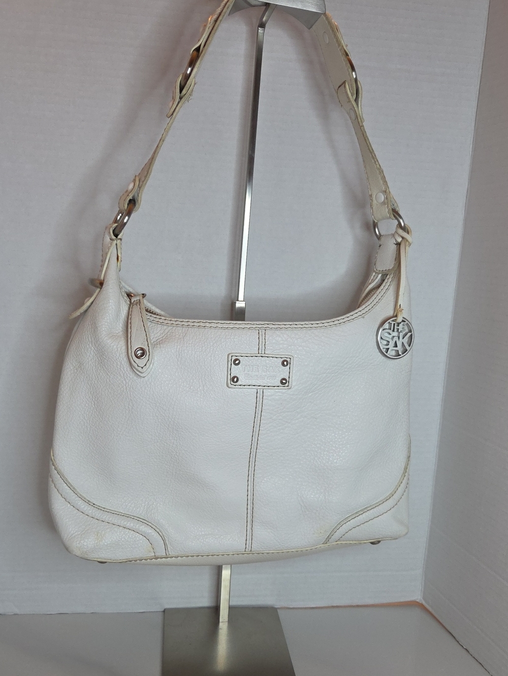 The Sak White Leather Shoulder Bag with Silver Charm